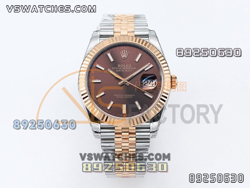 VS厂劳力士41日志型间玫瑰金灰格纹复刻腕表-VS手表