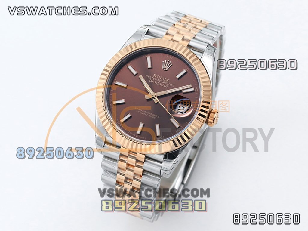 VS厂劳力士41日志型间玫瑰金灰格纹复刻腕表-VS手表